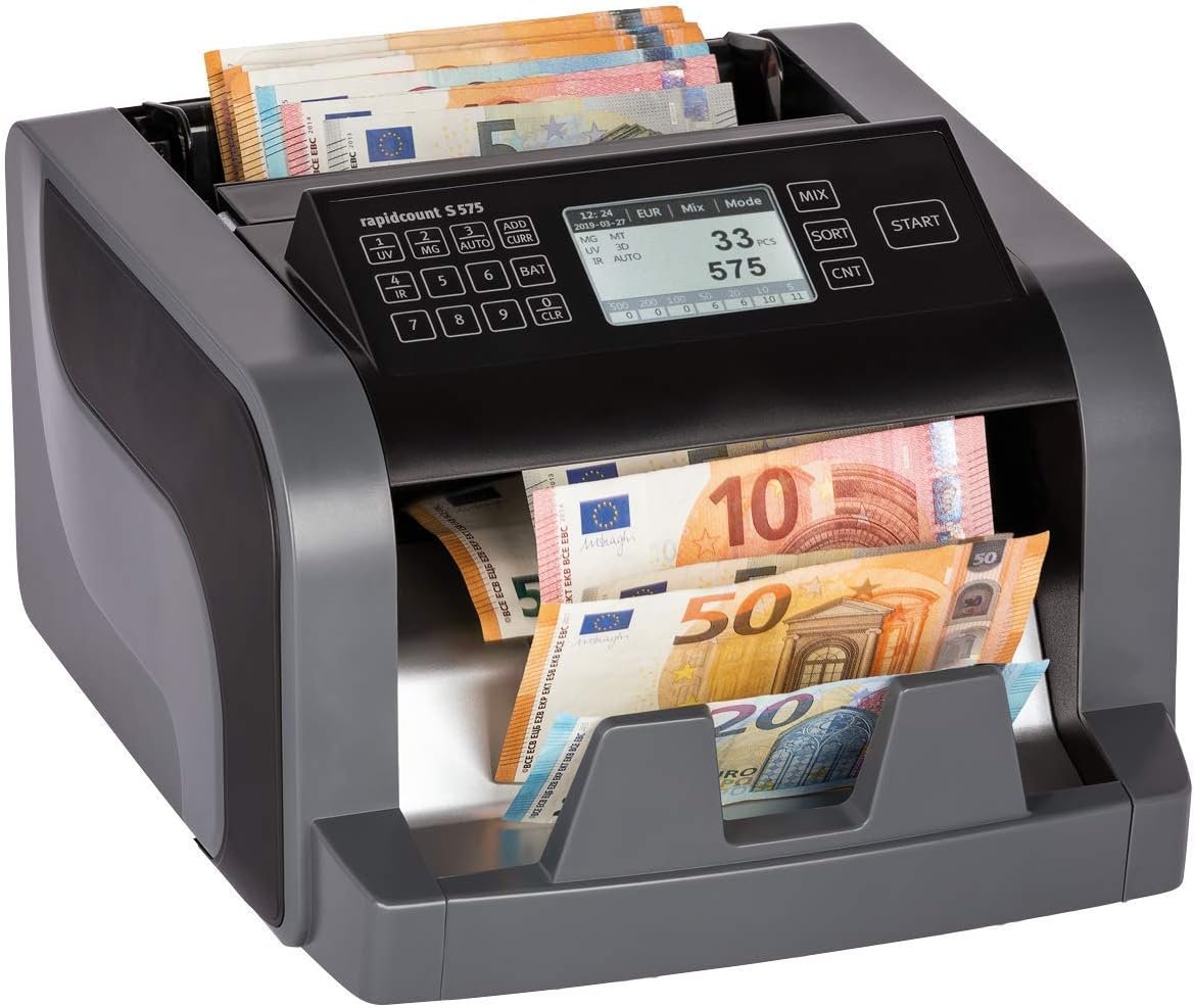 ratiotec rapidcount S 575 Banknotenzählmaschine für gemischte Banknoten mit Wertermittlung in schwarz