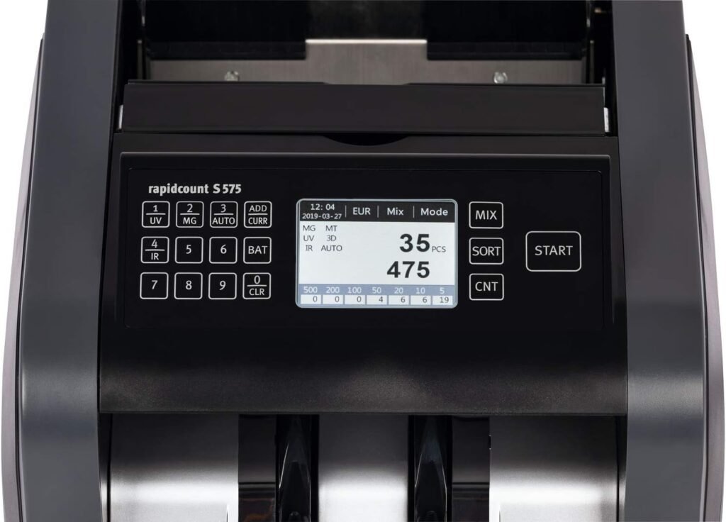 ratiotec rapidcount S 575 Banknotenzählmaschine für gemischte Banknoten mit Wertermittlung in schwarz