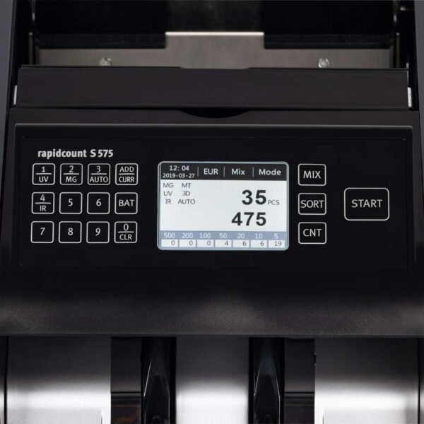 ratiotec rapidcount S 575 Banknotenzählmaschine für gemischte Banknoten mit Wertermittlung in schwarz