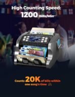 MUNBYN IMC22 Geldzählmaschine für gemischte Stückelungen, Dual-Display, CIS/UV/IR/MG Falschgelderkennung Geldscheinzähler für USD,EUR,GBP,MXN,CAD Ideal für Unternehmen, 2 Jahre Schutz Schwarz