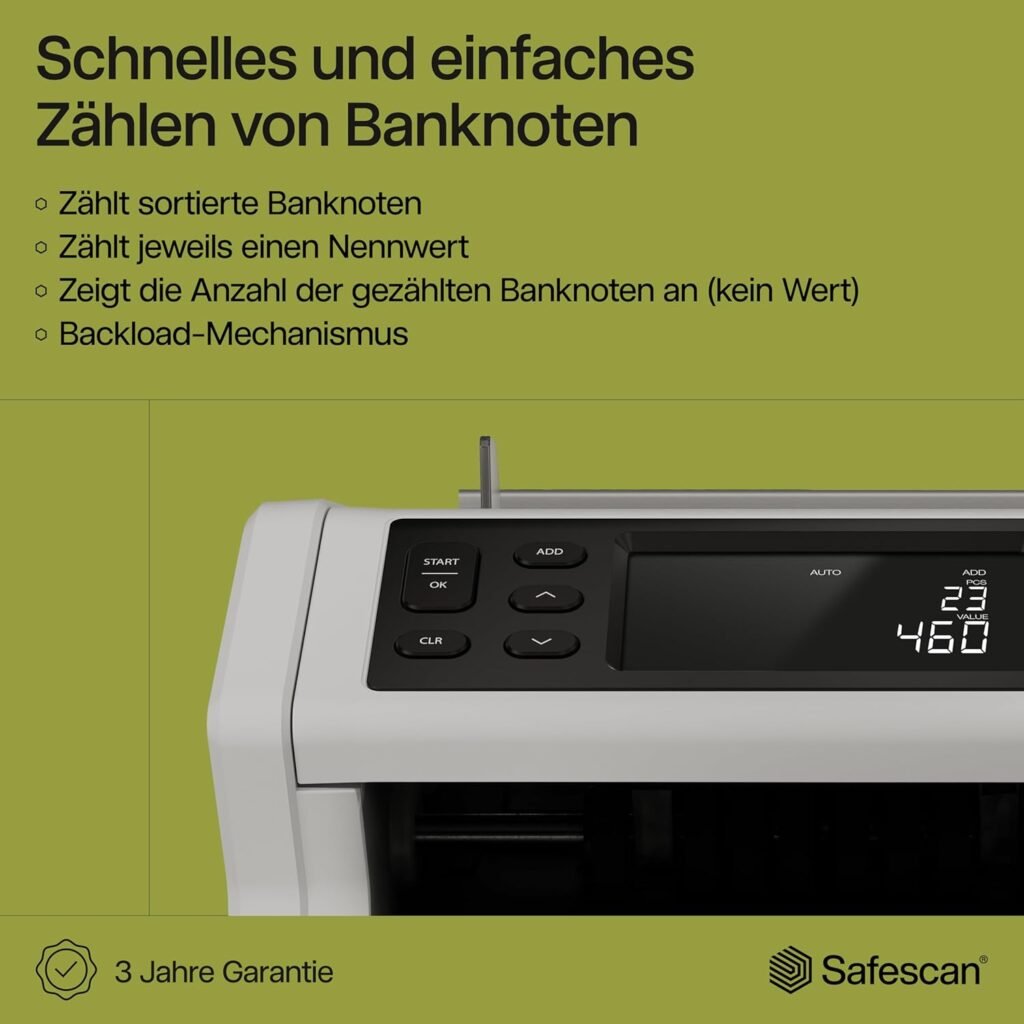 Safescan 2250 Geldzählmaschine, zählt sortierte Banknoten - Banknotenzähler mit 3-facher Echtheitsprüfung - zählt sortierte Banknoten aller Währungen
