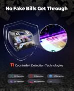 MUNBYN IMC22 Geldzählmaschine für gemischte Stückelungen, Dual-Display, CIS/UV/IR/MG Falschgelderkennung Geldscheinzähler für USD,EUR,GBP,MXN,CAD Ideal für Unternehmen, 2 Jahre Schutz Schwarz