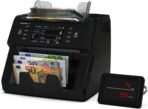 Detectalia V30 Banknotenzähler & Falschgelddetektor mit Dual CIS, 4,5” Touchscreen + Externes Display, Seriennummern-Lesung, Multiwährungs-Mischzählung, 1200 Scheine/Minute, USB
