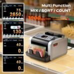 Bonvoisin Geldzählmaschine Scheine, Wertzählung für gemischte EUR-Banknoten mit UV/MG/IR-Falschgelderkennung, 1000 Stück/min, Professionell Banknotenzähler mit externem Display