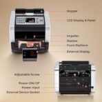 Bonvoisin Geldzählmaschine Scheine, Wertzählung für gemischte EUR-Banknoten mit UV/MG/IR-Falschgelderkennung, 1000 Stück/min, Professionell Banknotenzähler mit externem Display