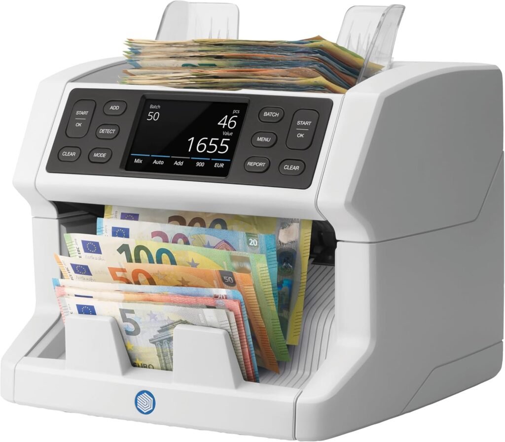 Safescan 2865-S Geldzählmaschine, Wertzählung für gemischte Banknoten - Banknotenzähler mit 7-facher Echtheitsprüfung - Geldzählmaschine mit mehrsprachiger Benutzeroberfläche