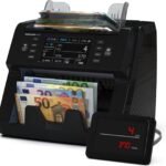 Detectalia V30 Banknotenzähler & Falschgelddetektor mit Dual CIS, 4,5” Touchscreen + Externes Display, Seriennummern-Lesung, Multiwährungs-Mischzählung, 1200 Scheine/Minute, USB