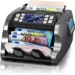 MUNBYN IMC22 Geldzählmaschine für gemischte Stückelungen, Dual-Display, CIS/UV/IR/MG Falschgelderkennung Geldscheinzähler für USD,EUR,GBP,MXN,CAD Ideal für Unternehmen, 2 Jahre Schutz Schwarz