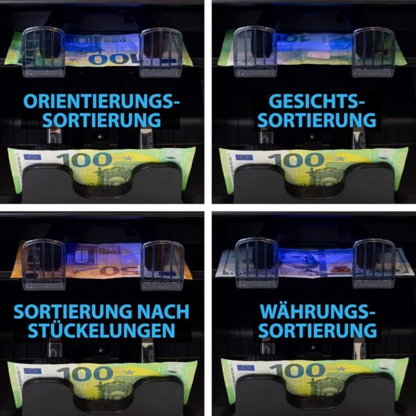 MV-600 Geldzählmaschine | Banknotensortierer für gemischte Geldscheine | UV/MG/IR/DD / 2CIS usw. | Exakt | EUR USD GBP SEK CHF usw. | Banknotenzähler | Geldzähler | Geldscheinzähler