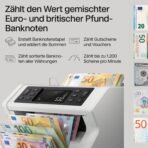 Safescan 2265 Geldzählmaschine, Wertzählung für gemischte EUR- und GBP-Banknoten - Banknotenzähler mit 5-facher Echtheitsprüfung - zählt sortierte Banknoten aller Währungen