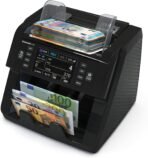 Detectalia V30 Banknotenzähler & Falschgelddetektor mit Dual CIS, 4,5” Touchscreen + Externes Display, Seriennummern-Lesung, Multiwährungs-Mischzählung, 1200 Scheine/Minute, USB