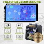MV-600 Geldzählmaschine | Banknotensortierer für gemischte Geldscheine | UV/MG/IR/DD / 2CIS usw. | Exakt | EUR USD GBP SEK CHF usw. | Banknotenzähler | Geldzähler | Geldscheinzähler