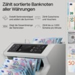 Safescan 2250 Geldzählmaschine, zählt sortierte Banknoten - Banknotenzähler mit 3-facher Echtheitsprüfung - zählt sortierte Banknoten aller Währungen