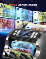 MUNBYN IMC22 Geldzählmaschine für gemischte Stückelungen, Dual-Display, CIS/UV/IR/MG Falschgelderkennung Geldscheinzähler für USD,EUR,GBP,MXN,CAD Ideal für Unternehmen, 2 Jahre Schutz Schwarz