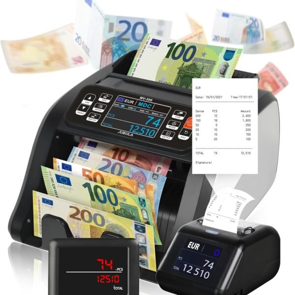 MV-300 Geldzählmaschine für gemischte Geldscheine Bundle mit Jubula MPR-1 | UV/MG/MT/IR/DD usw. | EUR USD GBP | Banknotenzähler | Geldzähler | Banknotenzählmaschine | Geldscheinzähler
