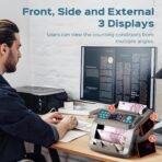 Bonvoisin Geldzählmaschine, Wertzählung, Euro UV/MG/IR/MT/DD Falschgelderkennung, Nennwertsortierung und Mischzählung, Additions- und Batch-Modus, 3 Displays, für Unternehmen, 1000 Scheine/Min (EU)
