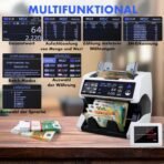 MV-500 Geldzählmaschine für gemischte Geldscheine & Falschgelddetektor | UV/MG/IR/DD/ 2CIS usw.| Exakt | EUR USD GBP SEK CHF usw. | Banknotenzähler | Geldzähler | Banknotenzählmaschine